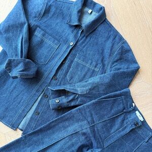 The Frankie Shop Blue Denim Jean Button Up + Pants